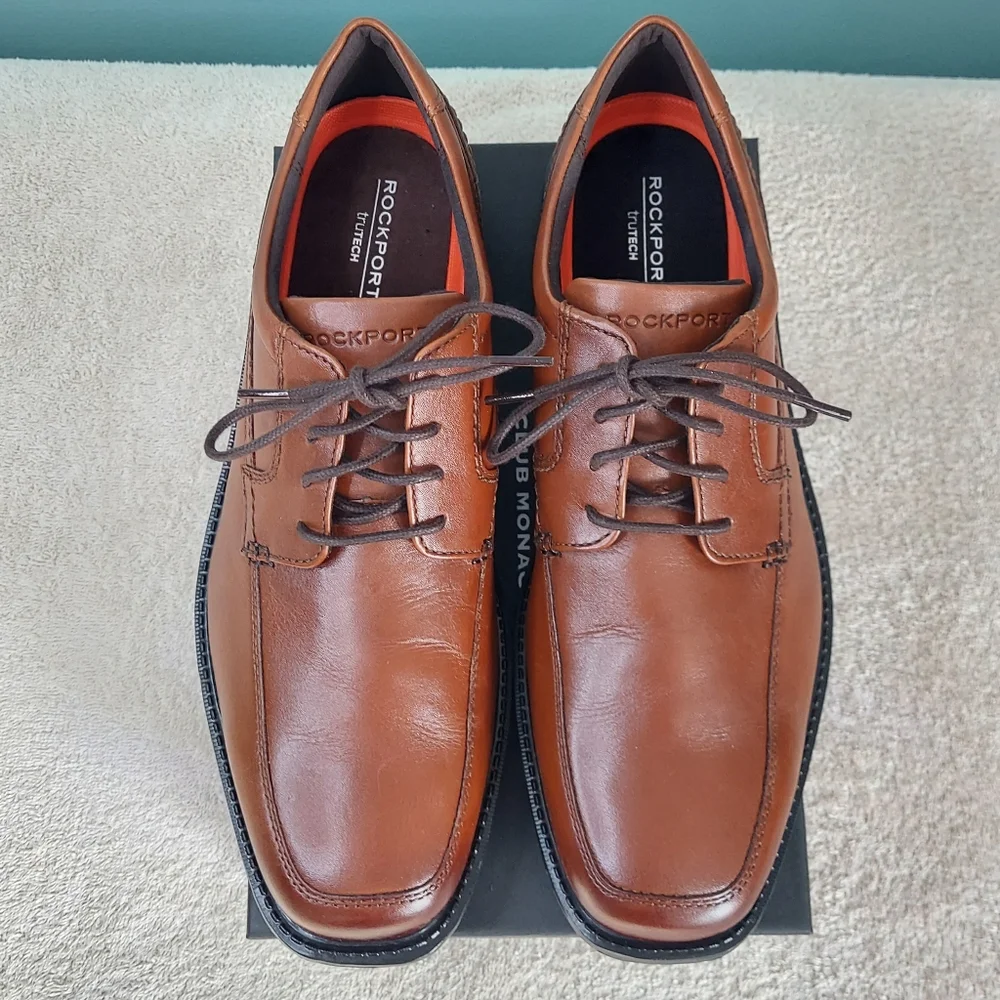 Rockport truTech Oxfords Brown Dress Shoes Mens Size 10Wide NWT Formal Wedding
